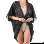 Women's Swimsuit Cover up Sheer Pleated Chiffon Loose Kimono Cardigan Blouses M Black Polka Dot  B07CK1PD2C